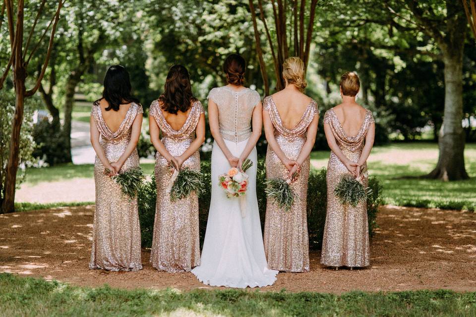 The bride with her bridesmaids