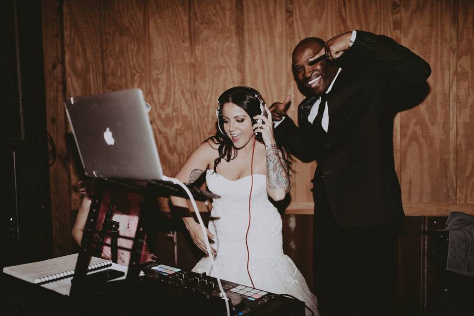 Bride with the  DJ