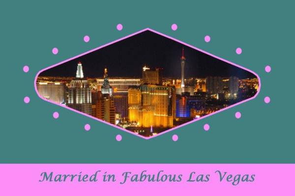 Bride & Groom standing near Las Vegas Sign