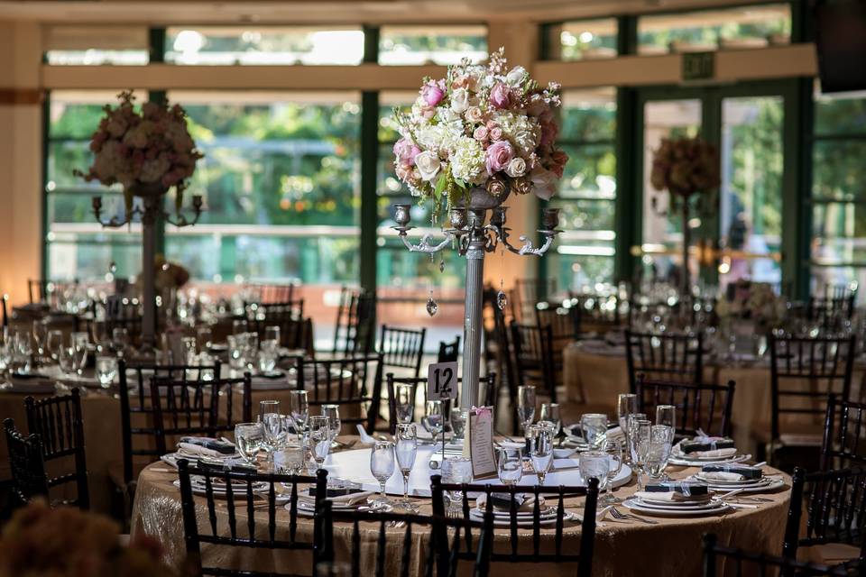 Table setup with centerpiece