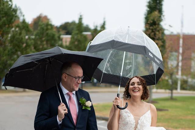 Rainy day walk, Boston wedding