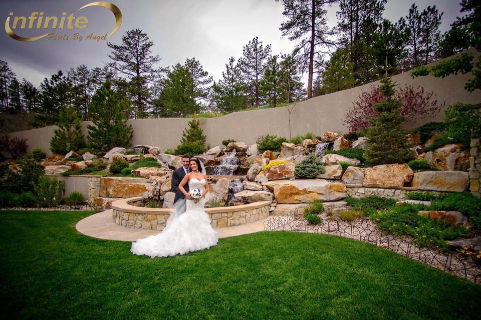 Smiling newlyweds