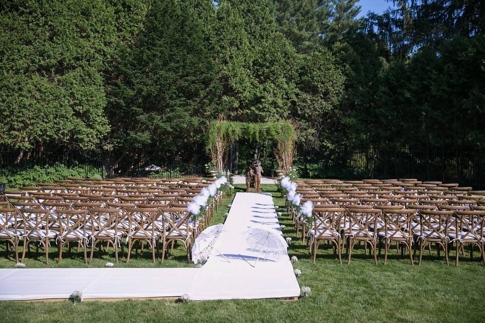 Outdoor wedding setup