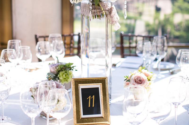 Table setup with centerpiece