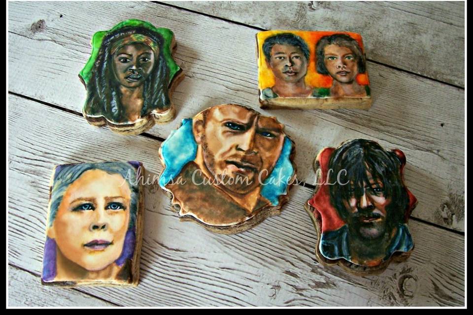 The Walking Dead cookies ~ hand painted over glaze