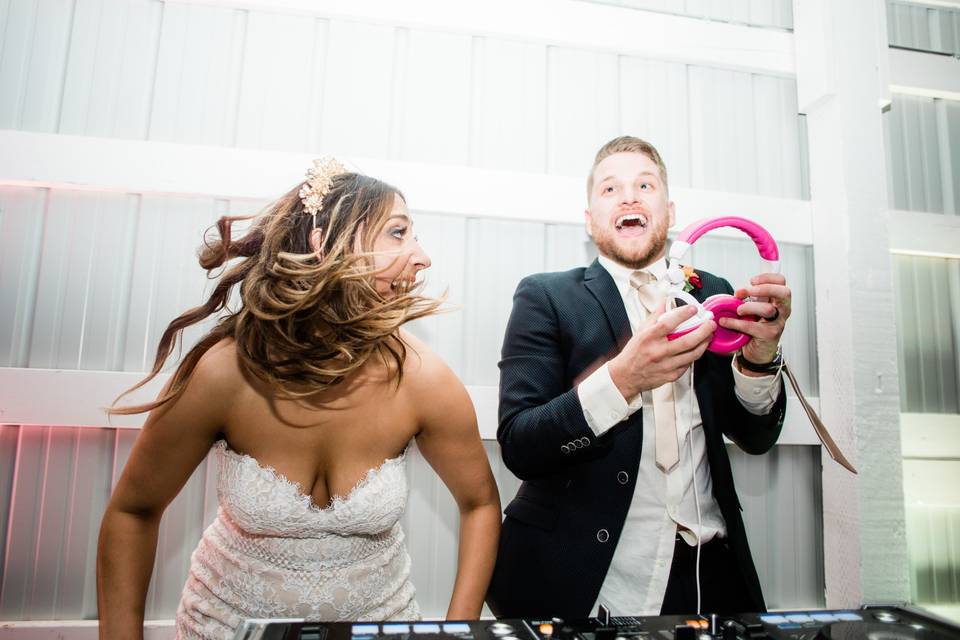 Bride & Groom DJing