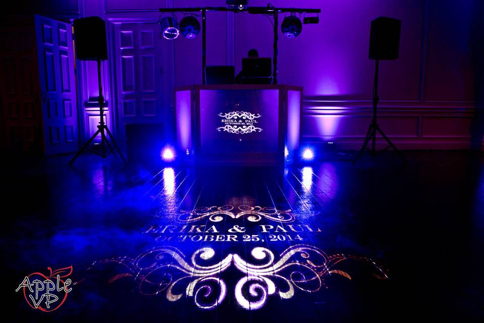 DJ booth and floor projection