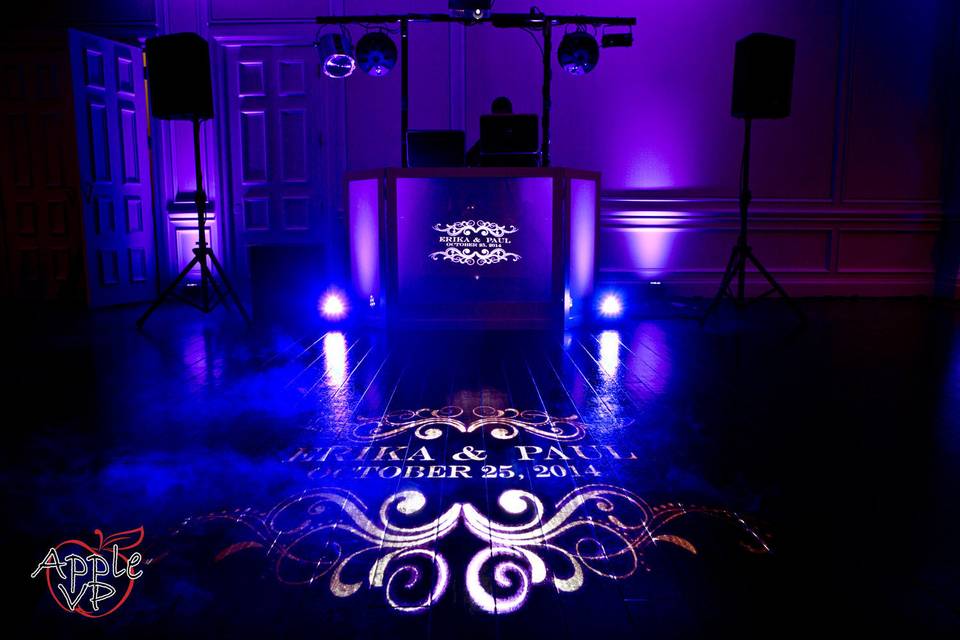 Dj booth and floor projection