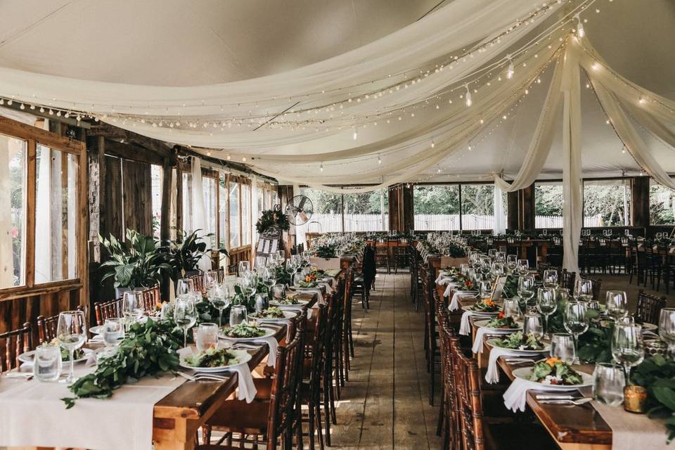 Gorgeous farm tables all set