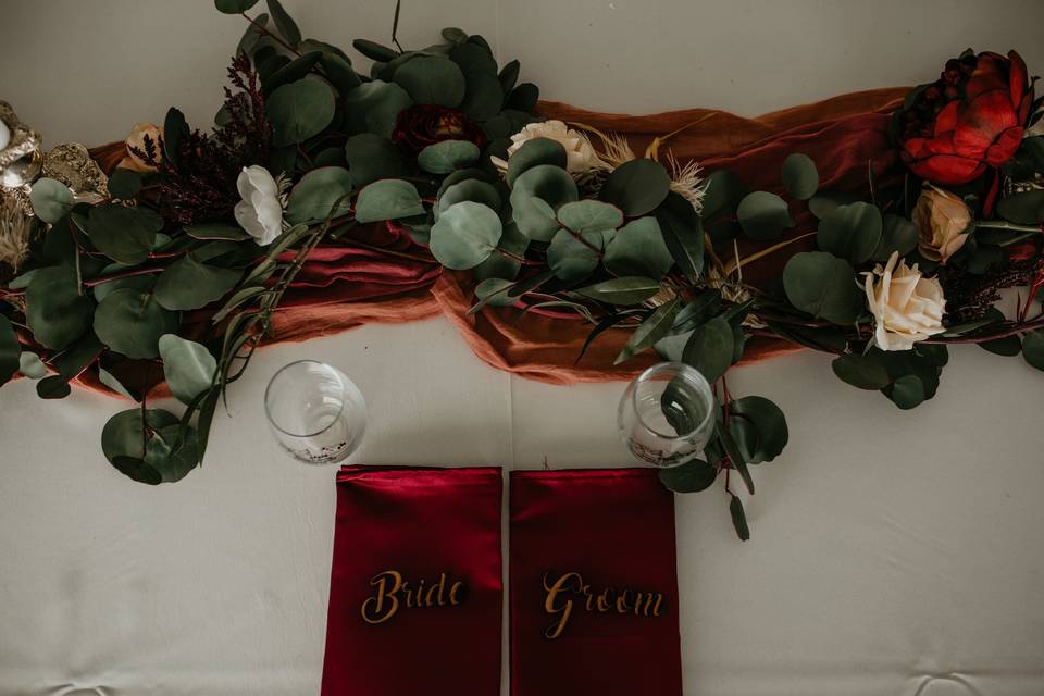 Eucalyptus garland with flower