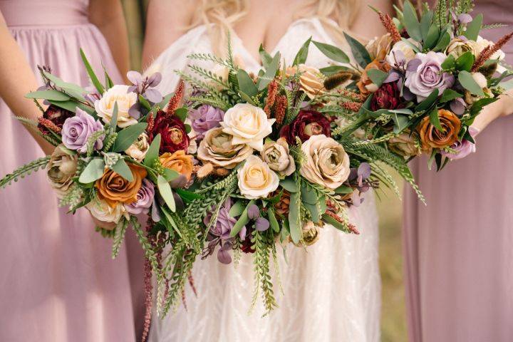Purple and fall bouquets