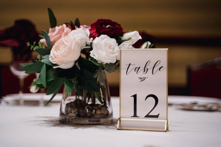 Burgundy and blush centerpiece