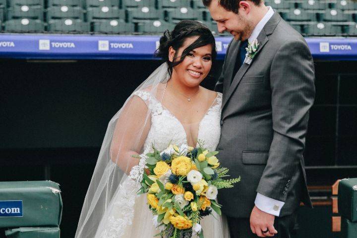 Yellow and Navy Bridal Bouquet