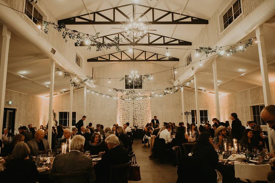 Ceiling greenery at wedding