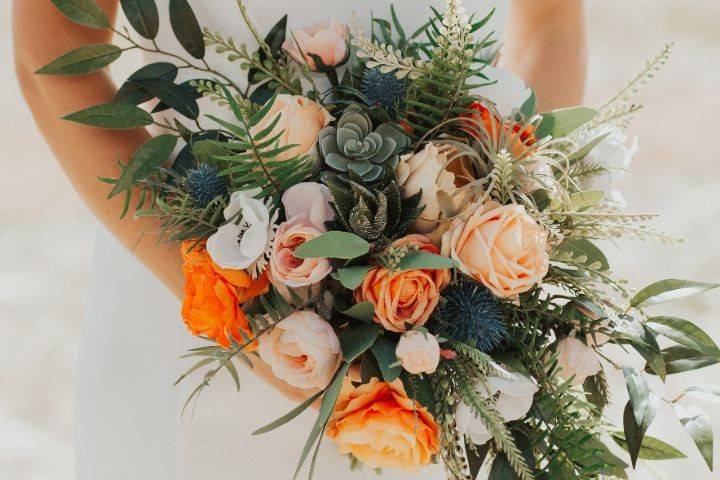 Oblong bridal bouquet