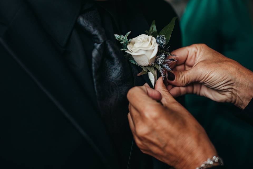 White rose boutonniere