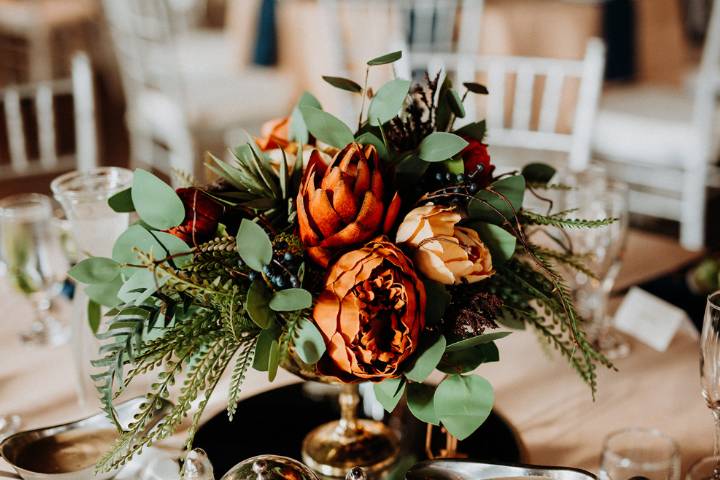 Rust orange centerpiece