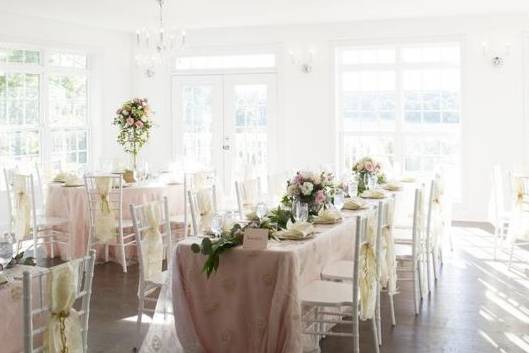 Ballroom set for summer weddin