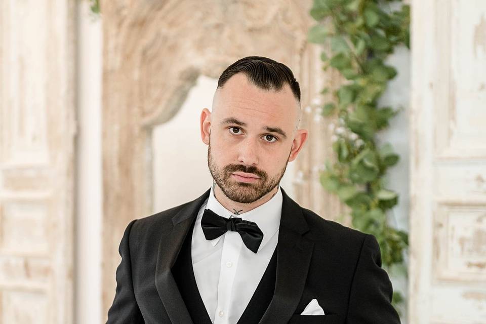 French Soiree Groom Portrait