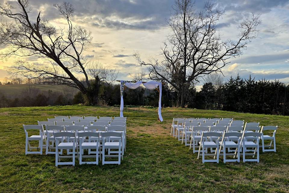 Wedding arch and chairs