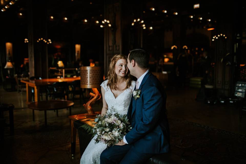 Couple portraits in lobby