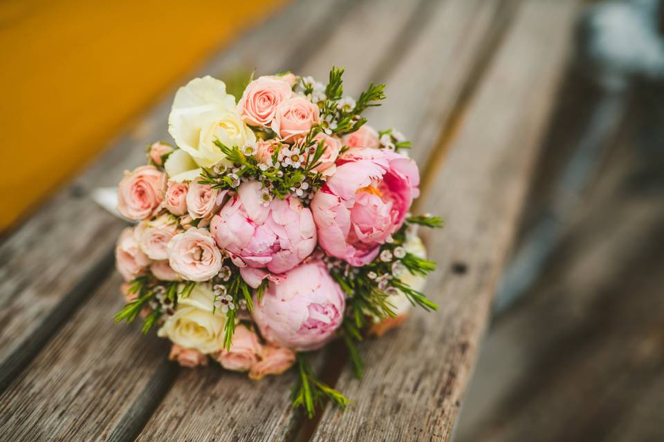 Beautiful blooms resting on the boat boards