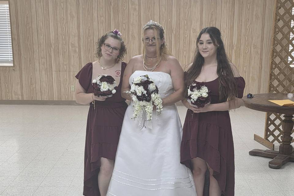 Bride and bridesmaid