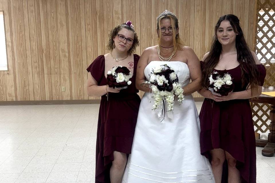 Bride and bridesmaid