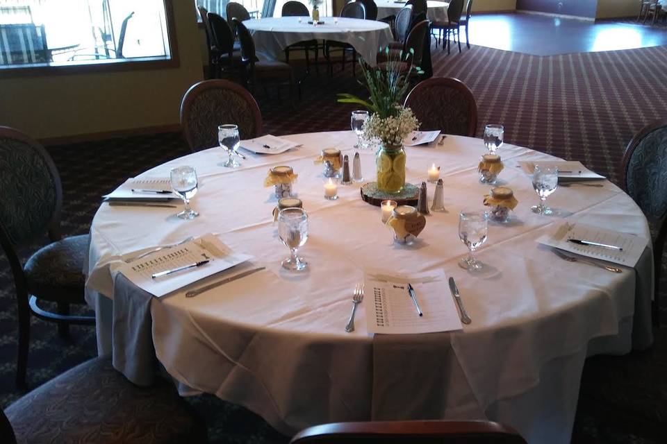 Table setup with centerpiece