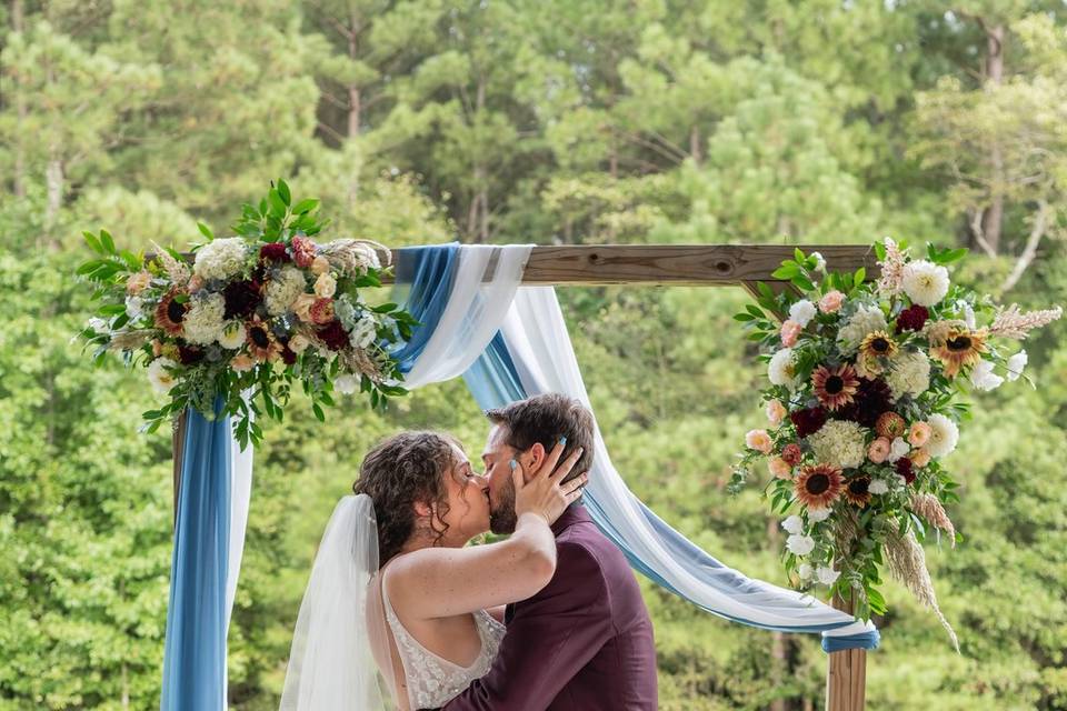 Fall barn wedding arbor