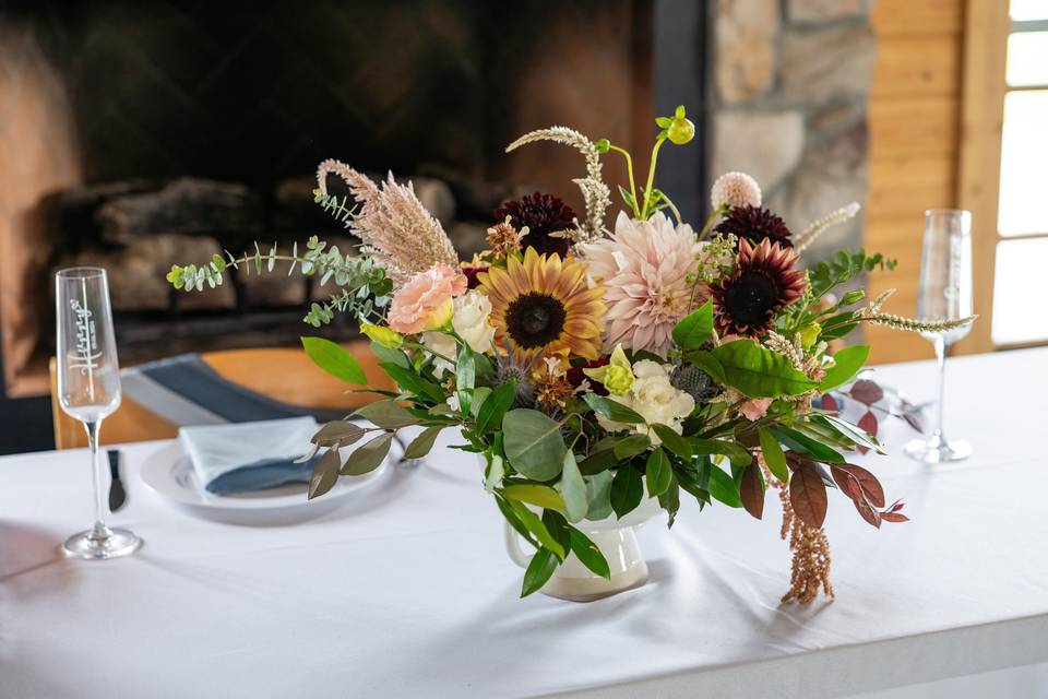 Barn wedding centerpiece