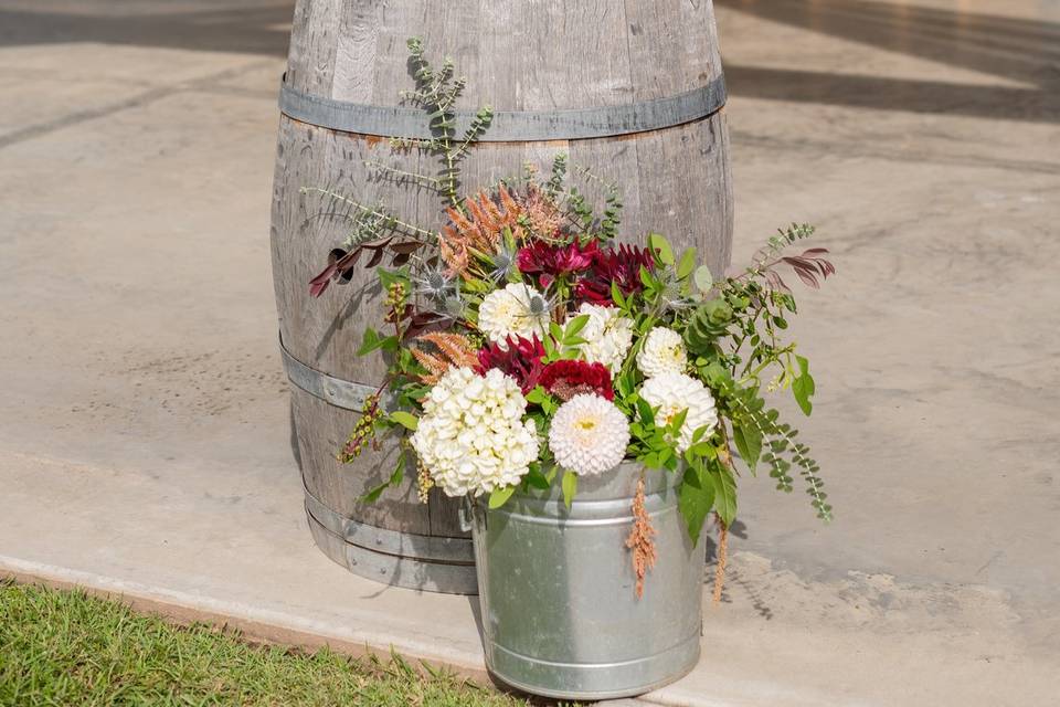 Barn wedding arrangements