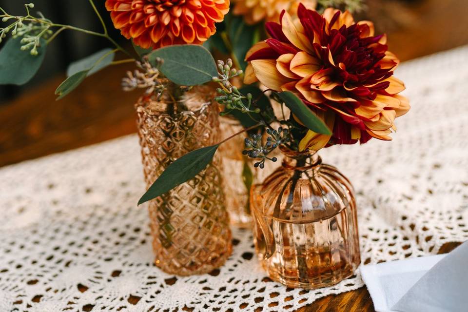 Dahlia bud vases