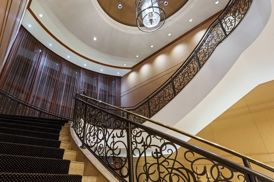 Grand staircase is perfect for bridal photos