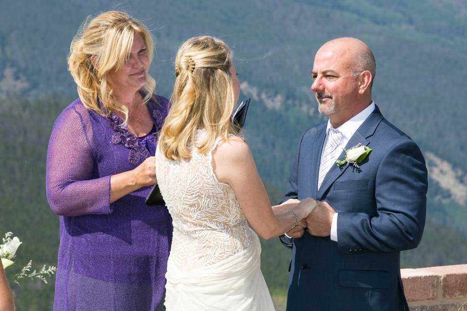 Vows in a mountain landscape