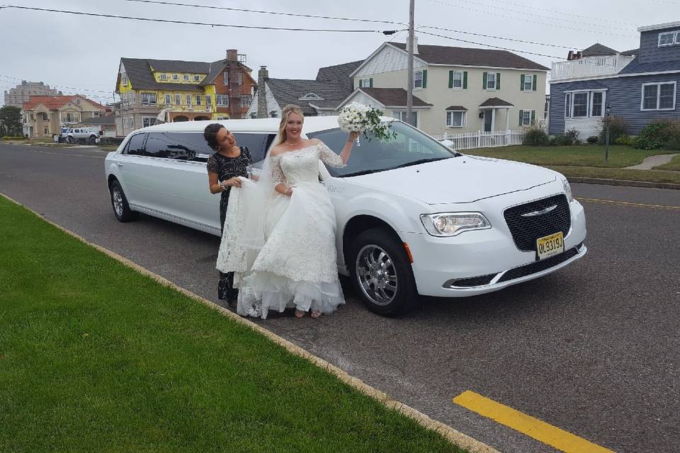 White bridal car