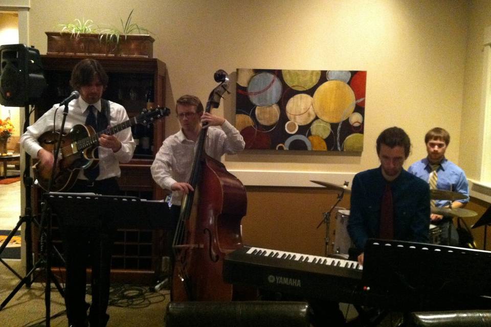 The Michael Radliff Quartet providing music for a wedding reception in Salem, OR
