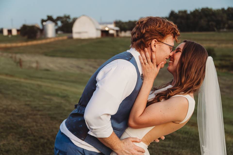 Old barn in background
