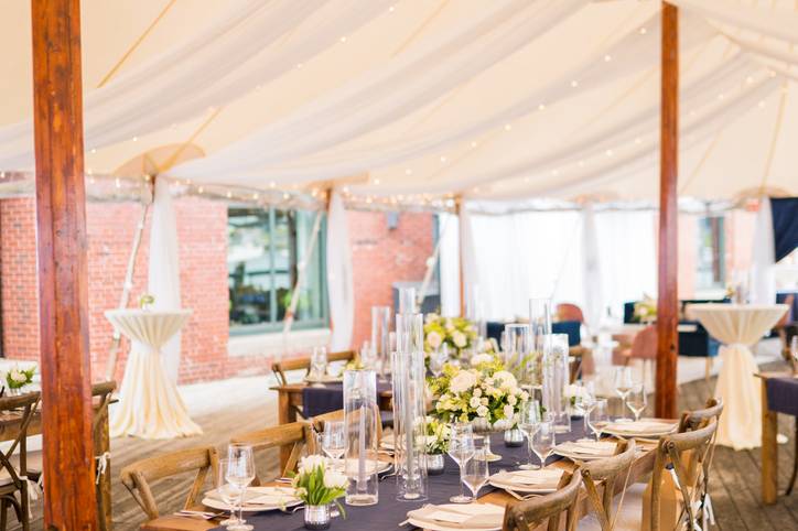 Tented wedding with drapery