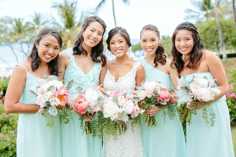 Brides with bridesmaids