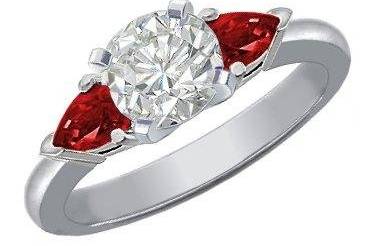 Diamond Engagement Ring with Pear-Shaped Rubies