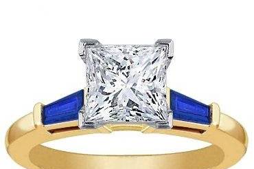 Princess Cut Engagement Ring with Sapphire Baguettes
