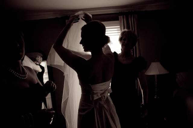 A beautiful veil is the finishing touch.