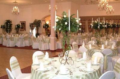 Table setup with flower centerpiece