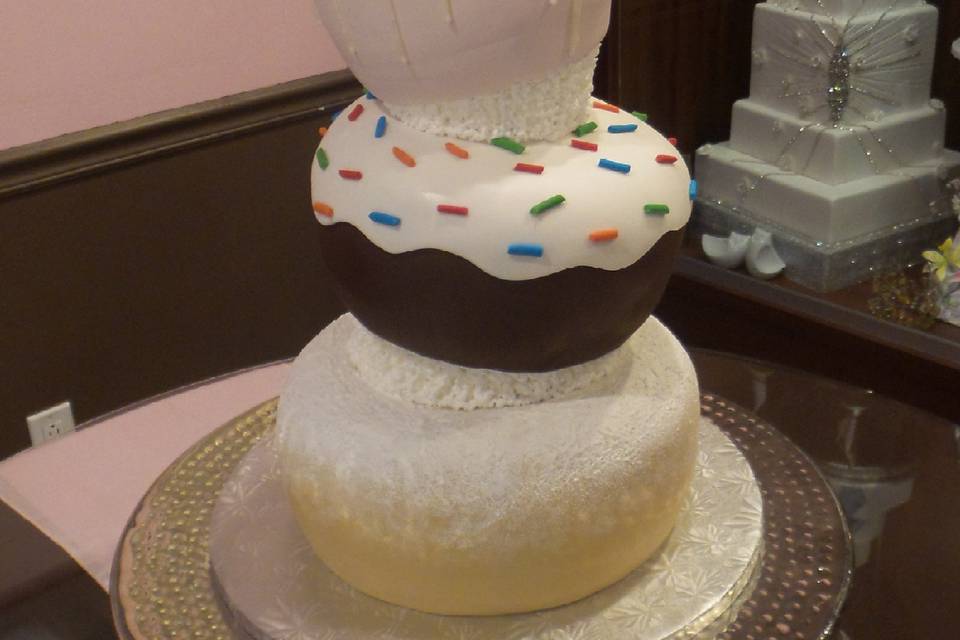 Wedding cake cut into Donuts