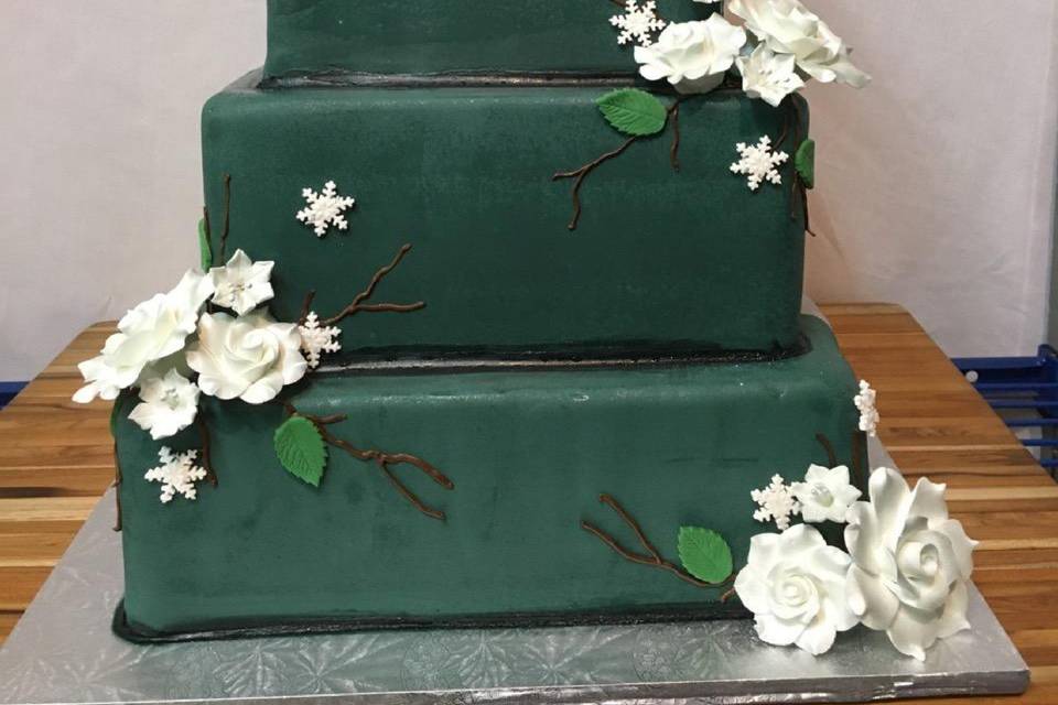 Textured cake and succulents