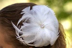 Feather Flower Headpiece with Rhinestone Center