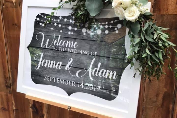 Bespoke wedding sign with floral features