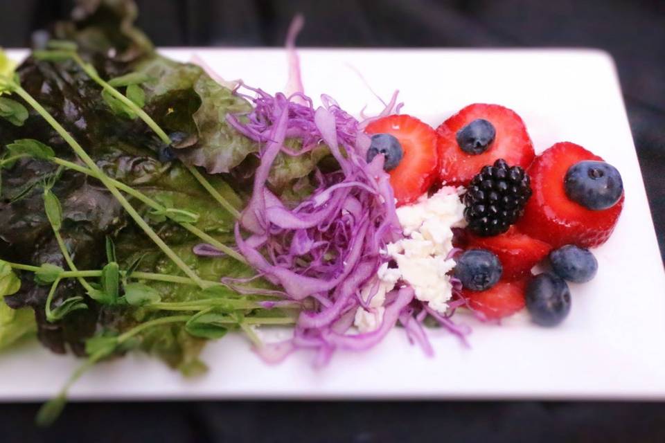 Salad and fruits