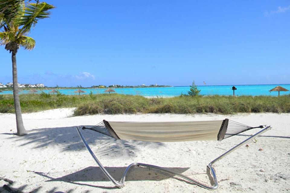 White sand and blue waters